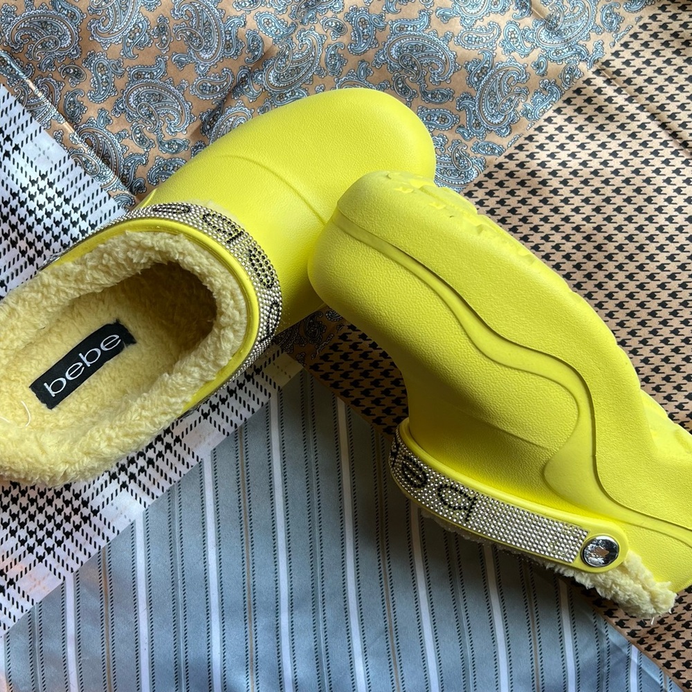 Bebe Vibrant Yellow Clogs with Sparkling Strap